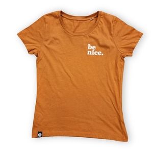 Orange "be nice" S/S Tee, Women's Medium